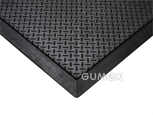 STEEL PLATE mit Vorderkante, 12mm, 900x1500mm, 70°ShA, Hammermuster, NR, -30°C/+70°C, schwarz, 